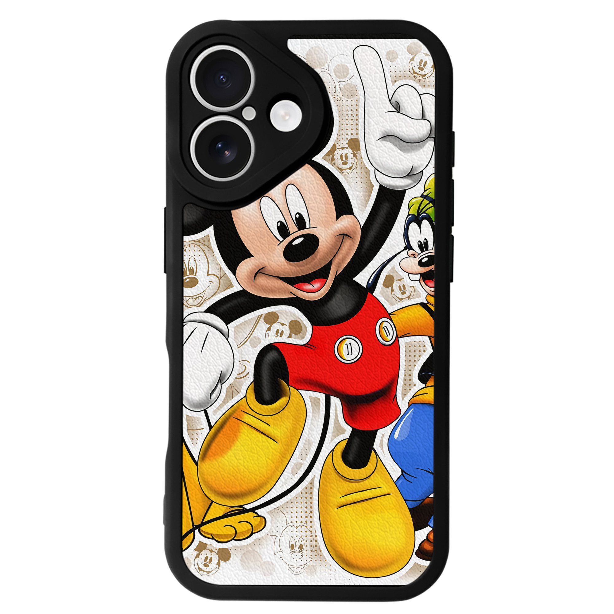 （画像用） ミッキーマウス Mickey Mouse 【iPhone 16シリーズ対応】シリコンスマホケース（レザー調） 材質：シリコン
